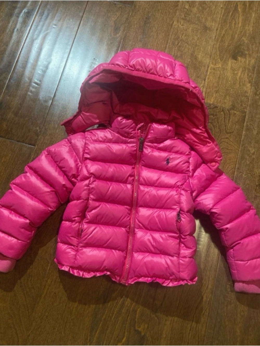 Ralph Lauren toddler girl SZ 4T puffer winter jacket hot pink color *flaw*